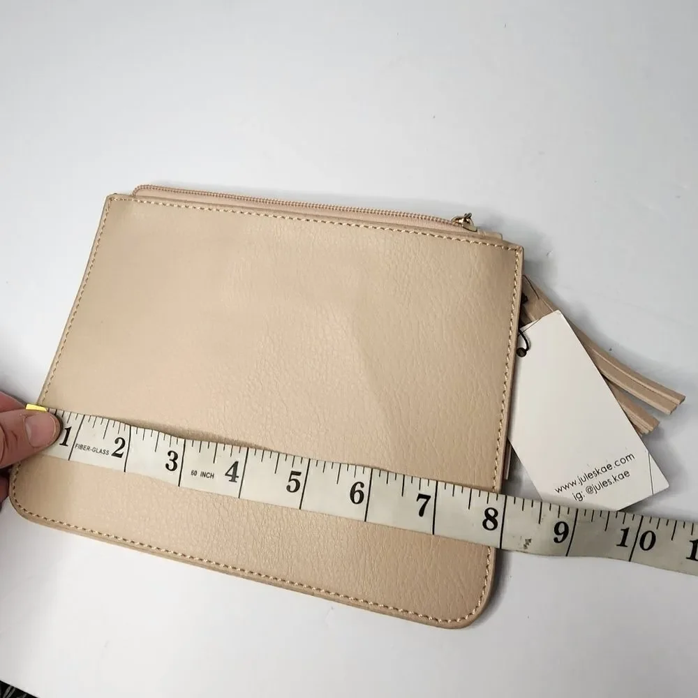 Jules Kae Makeup Bag Small Zipper Pouch Copper Metallic NWT
